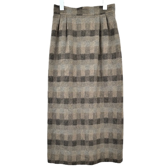 Vintage Gray Plaid  Streets & Co. High Waisted Wool Midi Maxi Skirt sz 4 - Picture 1 of 7